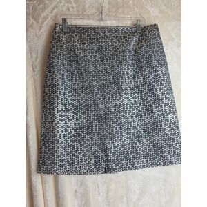 Sunny Leigh Womens Skirt Size 12 Black White Geometric Pattern Knee Length